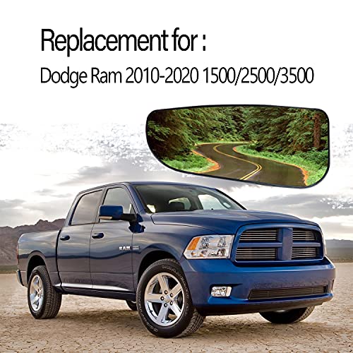 68067731AA Driver Left Side Mirror Glass Tow Lower Glass Compatible with 2010-2020 Dodge Ram 1500 2500 3500 4500 5500 Left Side Tow Mirror Glass With Rear Holder