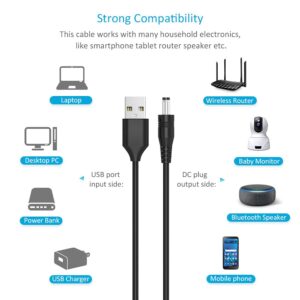 Belker Universal 5V DC Power Cable USB to DC 5.5 2.1 mm Plug Connector Tip Charging Cord with Most Frequently Used Interface Type