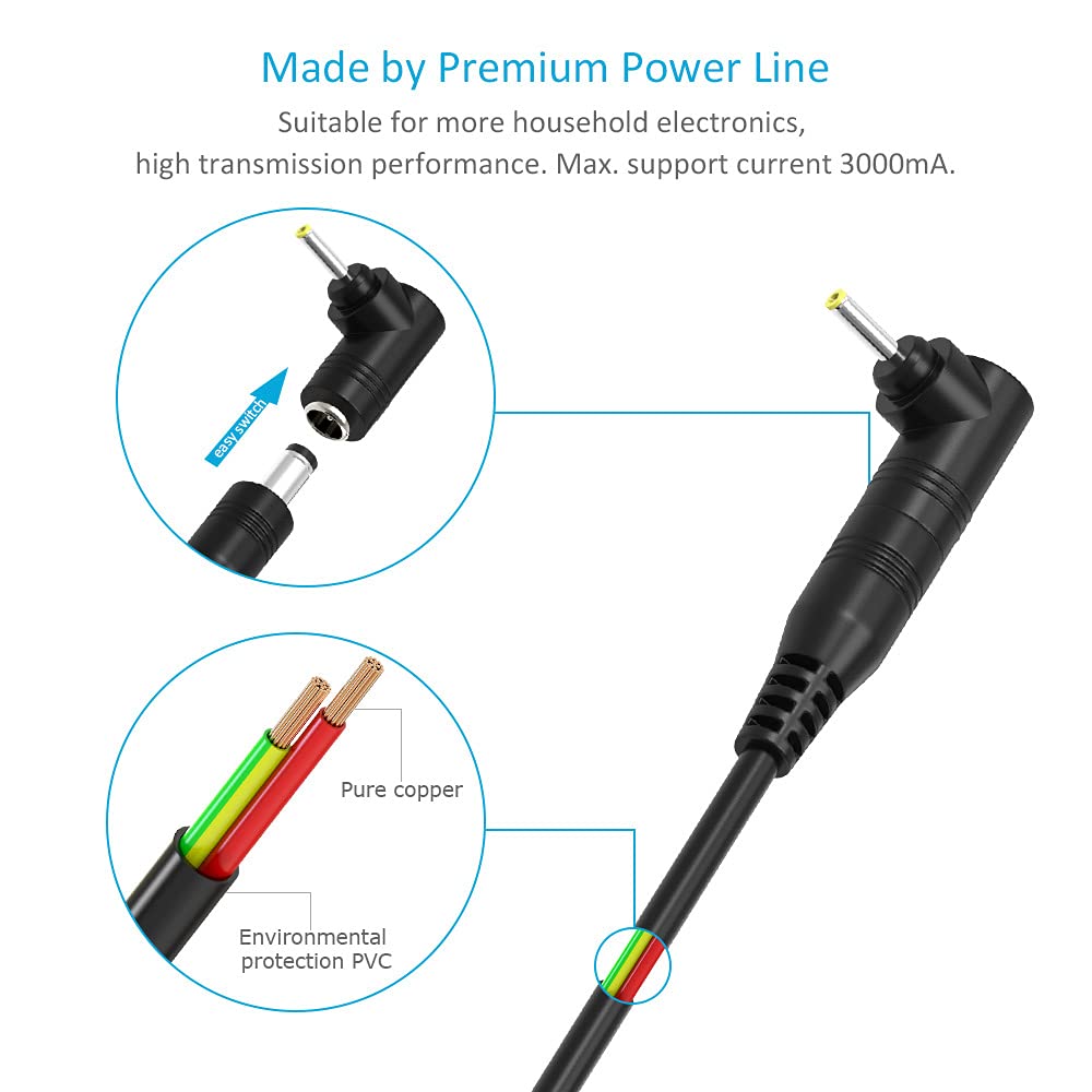 Belker Universal 5V DC Power Cable USB to DC 5.5 2.1 mm Plug Connector Tip Charging Cord with Most Frequently Used Interface Type