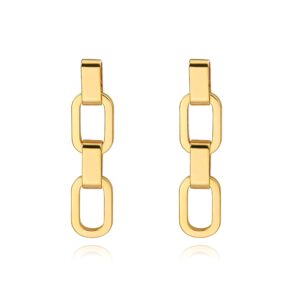 pernnla pearl paperclip chain link drop dangle earrings for women dainty 18k gold geometric long earring simple trendy statement earrings women jewelry