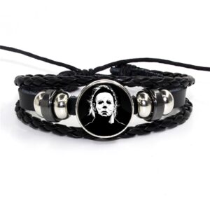 tv movie bracelet charm, horror halloween leather bangle gift for women, men