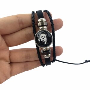 TV Movie Bracelet Charm, Horror Halloween Leather Bangle Gift for Women, Men