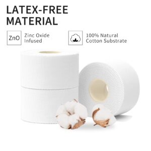 (3 Pack) Lobtery White Athletic Tape (1.5" x 10yds)Breathable type Very Strong Athletic Tape No Sticky Residue for Athletes, Sport Trainers and First Aid Injury Wrap, Suitable for Fingers Ankles Wrist