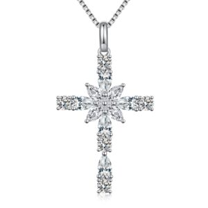 zdaoben cross necklace for women diamond cz cross necklace sterling silver cubic zirconia birthstone cross necklace for women cross jewelry april birthstone necklace white cross jewelry