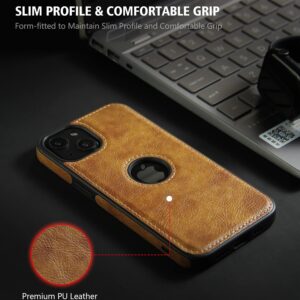 Razstorm Unique Design Luxury Leather Business Phone Case for iPhone 13 Anti-Slip Scratch Resistant Ultra Slim Protective Case (2021,6.1”) (Brown)