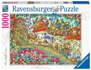 ravensburger floral mushroom houses 1000 piece jigsaw puzzle for adults & kids age 12 years up