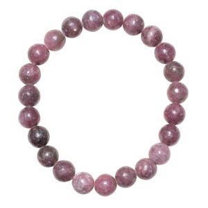 zenergy gems charged premium natural lepidolite crystal 8mm bead bracelet + moroccan selenite charging crystal [included]