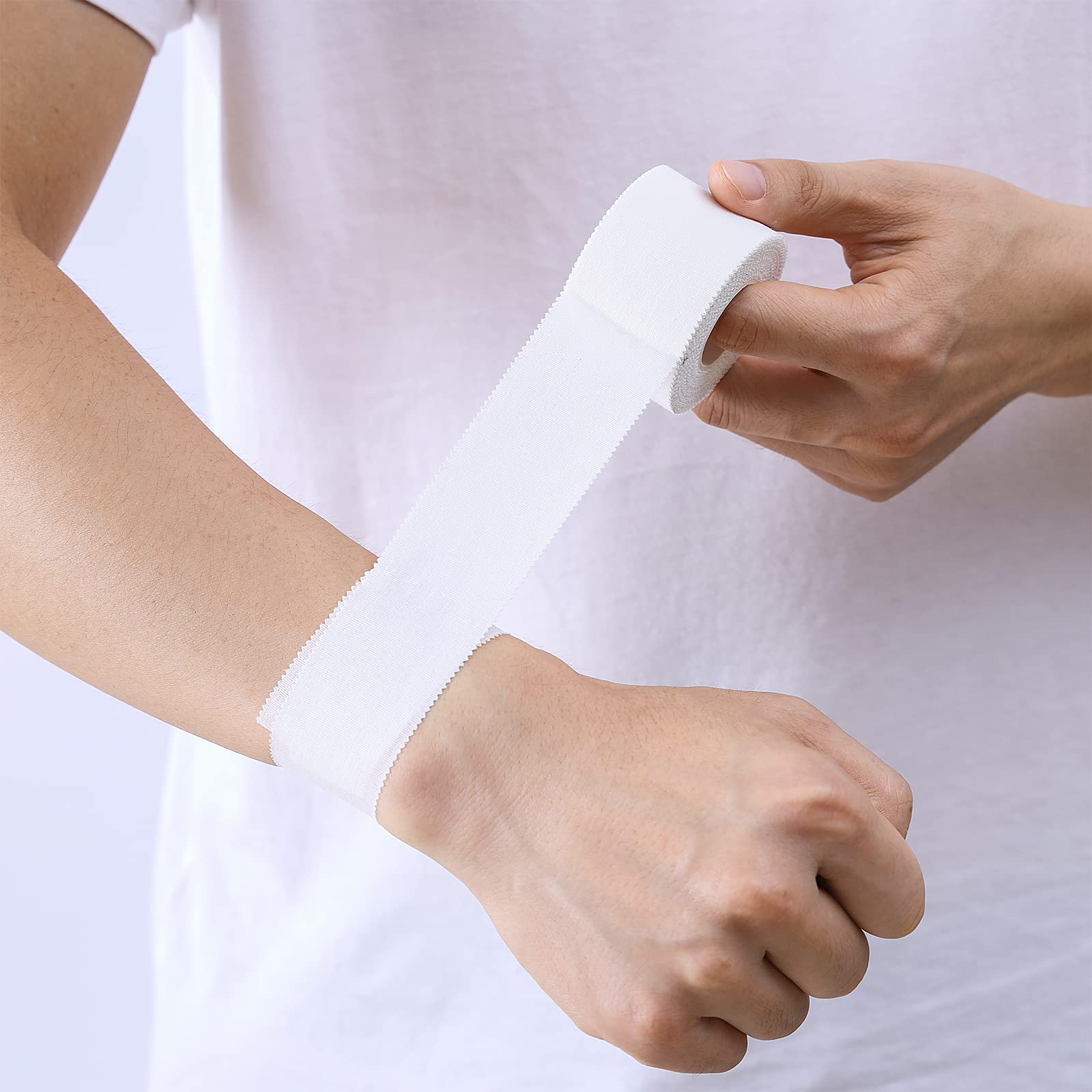 (3 Pack) Lobtery White Athletic Tape (1.5" x 10yds)Breathable type Very Strong Athletic Tape No Sticky Residue for Athletes, Sport Trainers and First Aid Injury Wrap, Suitable for Fingers Ankles Wrist