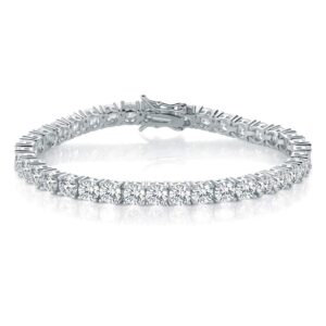 mdfun 18k white gold plated tennis bracelet, 6 inch charm cubic zirconia gemstone bracelet for women