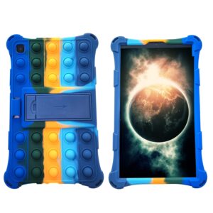 iZi Way for Samsung Galaxy Tab A7 Lite Case Pop It 2021 | SM-T220/T227/T225 Kids Boys, Fidget Poppet Pop Its Bubble Silicone Cover Stand Strap Pencil Holder for Samsung Tablet Tab A7 Lite 8.7" - Blue