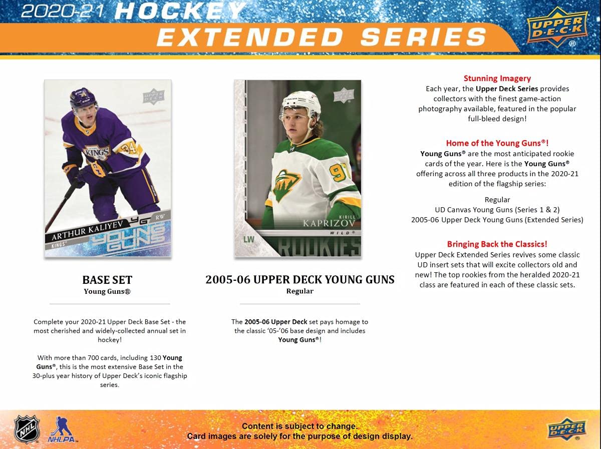 2020 2021 Upper Deck Hockey EXTENDED Series Factory Sealed Unopened Blaster Box of Packs Possible Young Guns Rookies and Jerseys