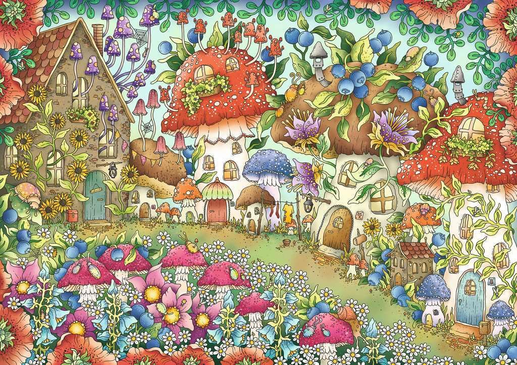 Ravensburger Floral Mushroom Houses 1000 Piece Jigsaw Puzzle for Adults & Kids Age 12 Years Up