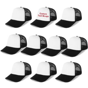 ultrafun unisex sublimation blank mesh baseball cap polyester mesh trucker hat (black white)