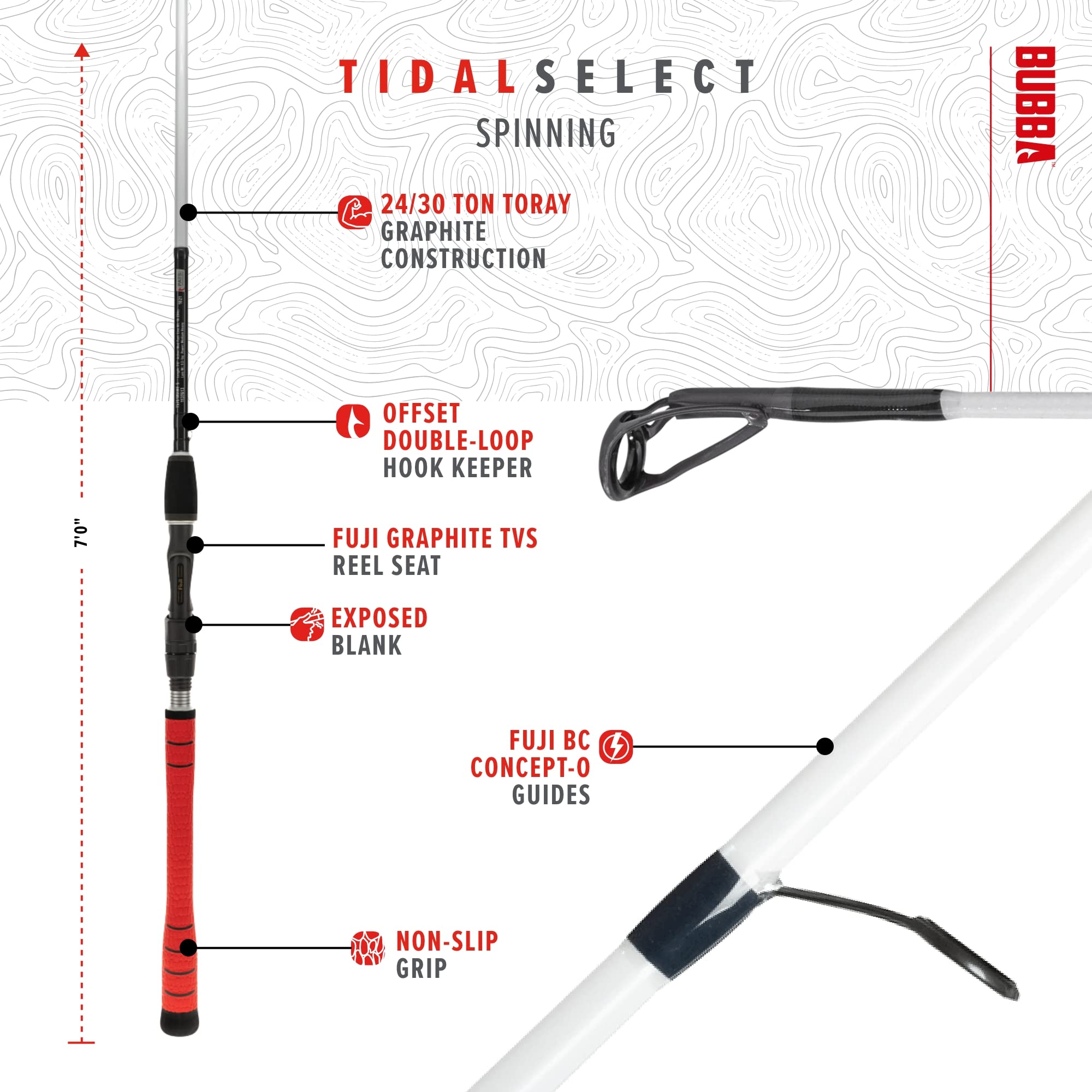 BUBBA TS701HF-S Tidal Select Spinning Rod