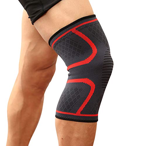 YCSM 1PCS Fitness Running Cycling Knee Support Braces Elastic Nylon Sport Compression Knee Pad Sleeve for Basketball Volleyball (Color : Red, Size : L)