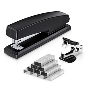 deli stapler, desktop stapler, office stapler, 25 sheet capacity, includes 1000 staples and staple remover, black