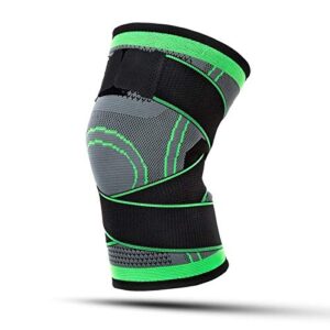 YCSM 1 Piece Set of Knee Support Protector, Compression Elastic Support Belt, Sports Knee Pads, for Running, Basketball and Volleyball (Color : Green 1PC No Strap, Size : XXL)