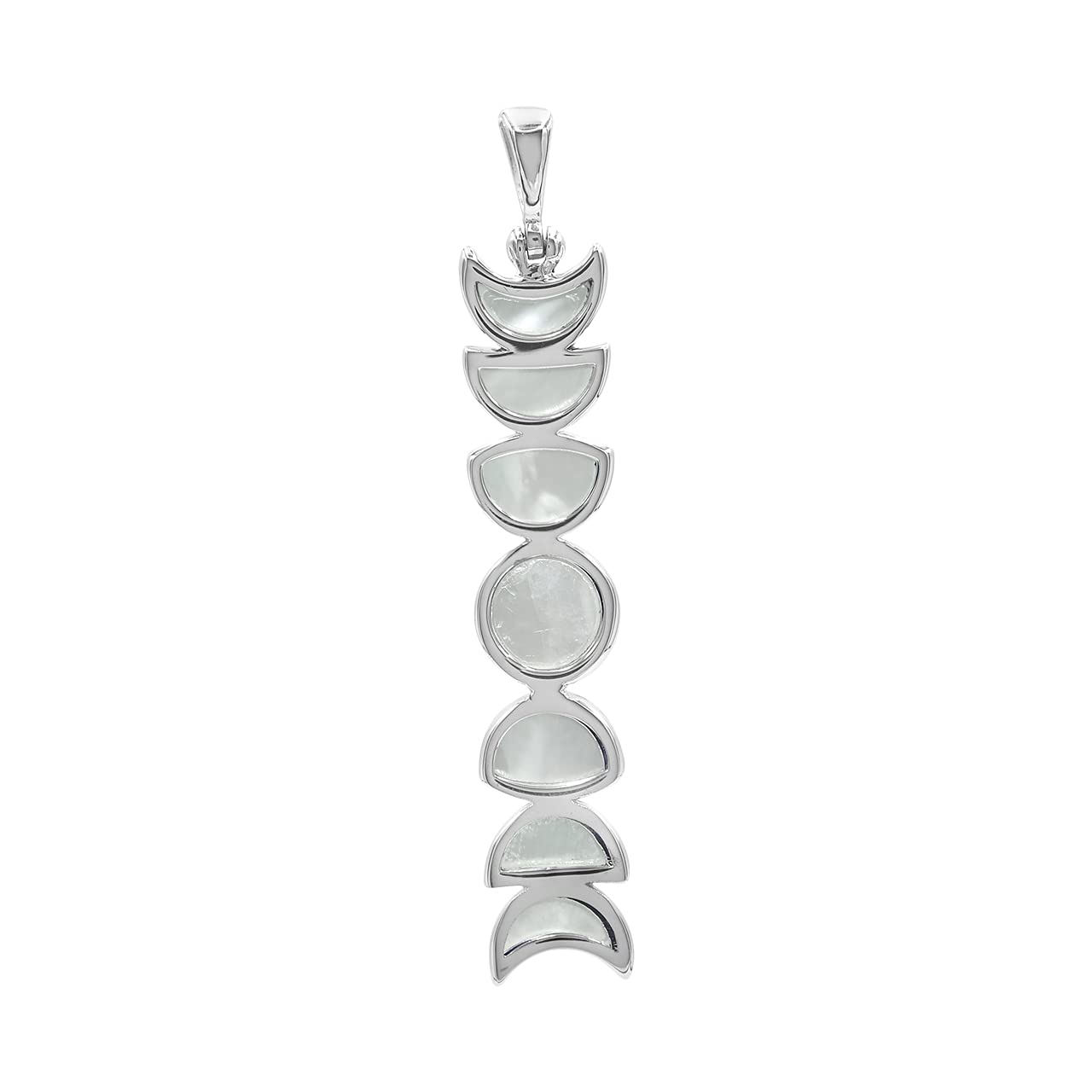 Starborn Mother of Pearl Moon Phases Pendant handcrafted in fine Sterling Silver.