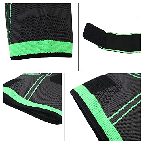 YCSM 1 Piece Set of Knee Support Protector, Compression Elastic Support Belt, Sports Knee Pads, for Running, Basketball and Volleyball (Color : Green 1PC No Strap, Size : XXXL)