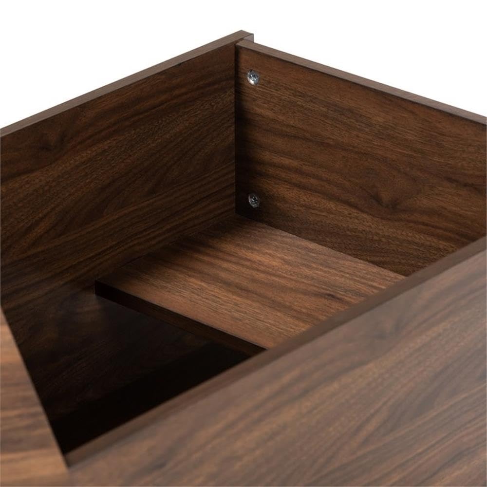 BOWERY HILL Modern Walnut Brown Finished Cat Litter Box Cover House