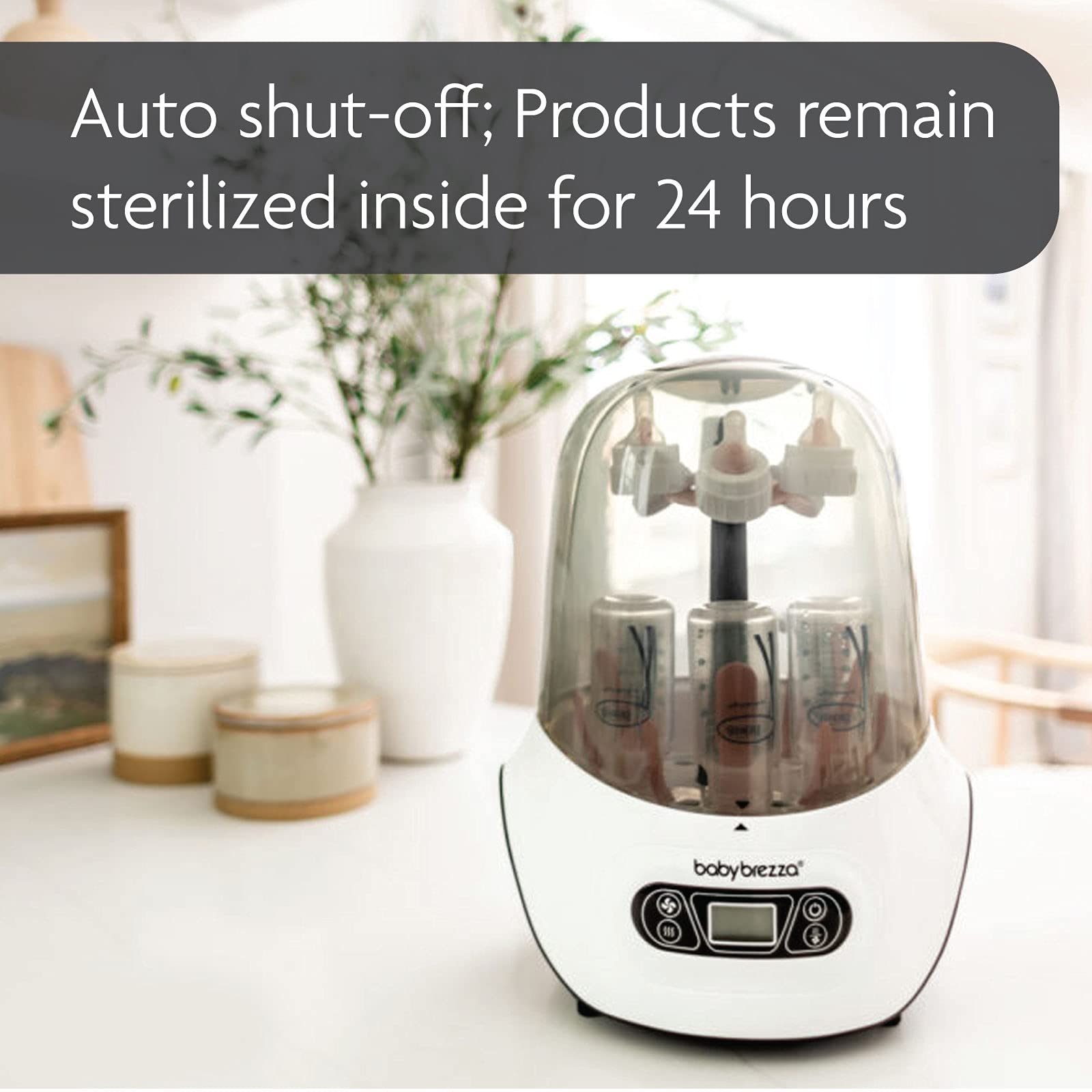 Baby Brezza Bottle & Breast Pump Sterilizer Dryer – Electric Steam Sterilizer Machine for Plastic & Glass Bottles, Pump Parts, Pacifiers, Breast Pump Parts – Universal Fit