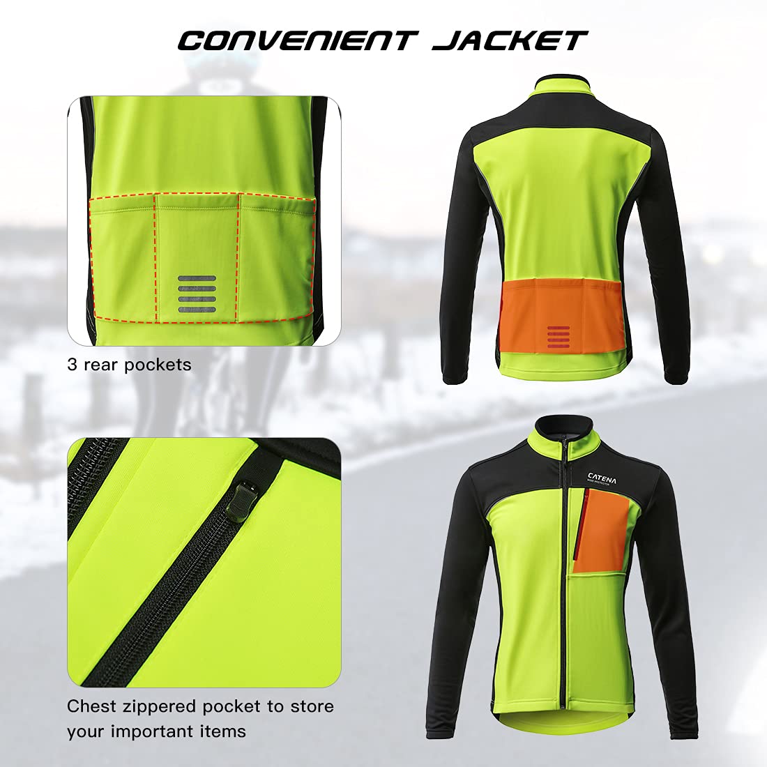 M MYSENLAN CATENA Women Cycling Winter Biking Jacket,Thermal Fleece Bike Running Outwear Windproof Waterproof Warm UP Coat,Yellow