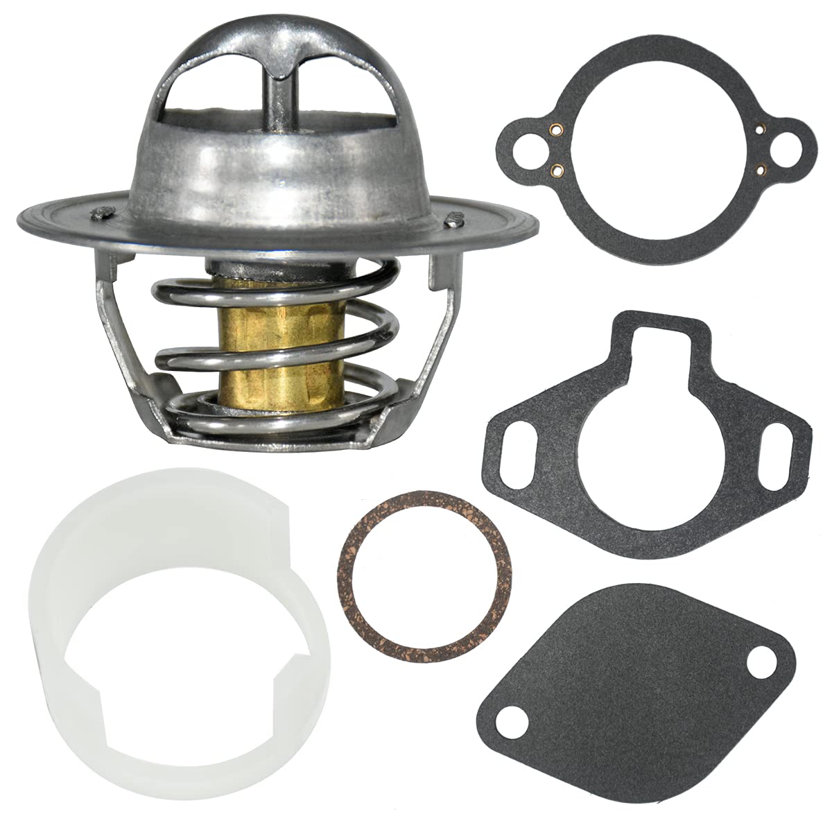 Cylinman 807252Q5 Thermostat Kit 160° with Gasket and Plastic Sleeve Replaces 807252Q5 807252T8 807252T5 fit for Mercruiser V6&V8 GM engines 4.3L 5.0L 5.7L 7.4L 8.2L 1987-2016