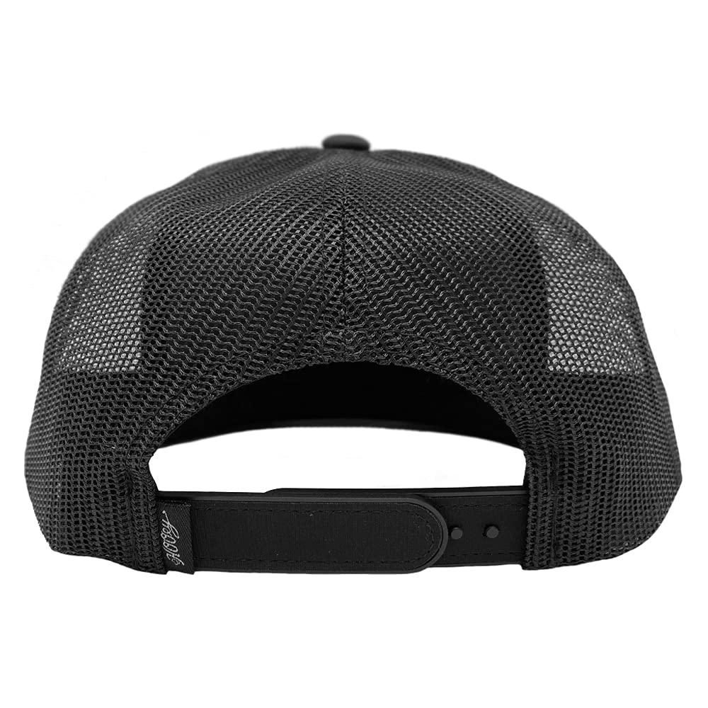 HOOEY Rodeo Adjustable Snapback Trucker Mesh Back Hat with Logo (Black/Red/Blue)