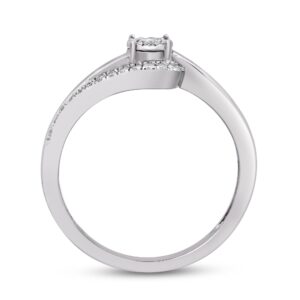 Jewelili Sterling Silver 1/4 Cttw Natural White Round Cut Diamond Engagement Ring, Size 7