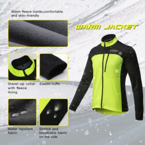 M MYSENLAN CATENA Women Cycling Winter Biking Jacket,Thermal Fleece Bike Running Outwear Windproof Waterproof Warm UP Coat,Yellow