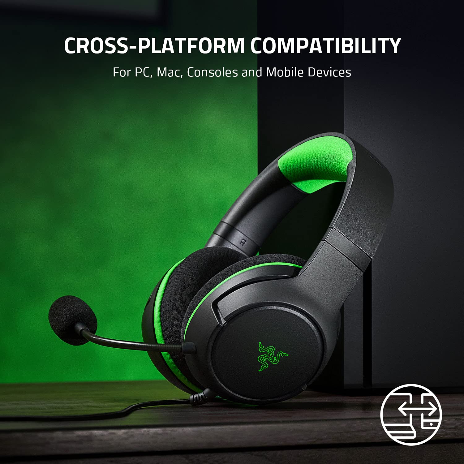 Razer Kaira X Wired Headset for Xbox Series X|S, Xbox One, PC, Mac & Mobile Devices: Triforce 50mm Drivers - HyperClear Cardioid Mic - Flowknit Memory Foam Ear Cushions - On-Headset Controls - Black