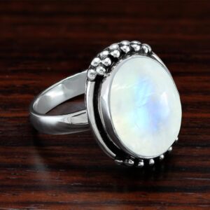 TISHAVI 7.90Cts Moonstone Ring Size 6 For Women, White Stone June Birthstone Jewelry Silver Mother'S Day Gifts For Mom Wife Sister