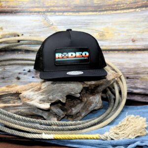 HOOEY Rodeo Adjustable Snapback Trucker Mesh Back Hat with Logo (Black/Red/Blue)