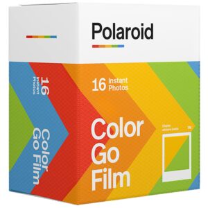 Polaroid GO Instant Mini Camera White + Polaroid GO Color Film – Double Pack + Album + Strap