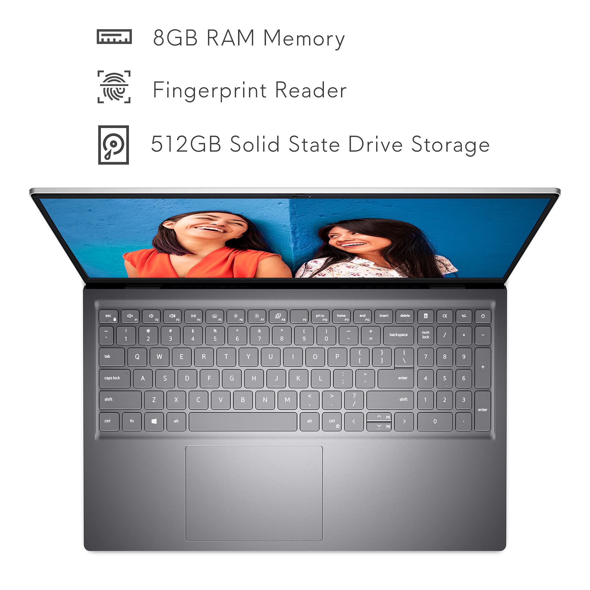 Dell Inspiron 15 5510 15.6 Inch Laptop, FHD Non-Touch Display - Intel Core i7-11390H, 8GB DDR4 RAM, 512GB SSD, NVIDIA GeForce MX450 Graphics, Windows 11 Home - Platinum Silver