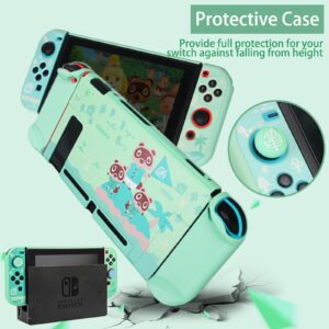 TIKOdirect Carrying Case for Switch, Cute Portable Travel Bag Accessories with Protective Case, Screen Protectors, Stand, Game Card Case and Thumb Grip caps[Keychain Gift], Animal Crossing