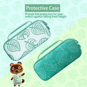 TIKOdirect Carrying Case for Switch, Cute Portable Travel Bag Accessories with Protective Case, Screen Protectors, Stand, Game Card Case and Thumb Grip caps[Keychain Gift], Animal Crossing