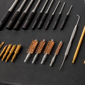 NEIKO 02641A Pistol Cleaning Kit, 9mm, 22, 357, 38, 45, Hand Gun Cleaning Kit with Pistol Brushes, Roll Pin Punches, Jags, Gun Mat, for Smith and Wesson, Glock, etc.