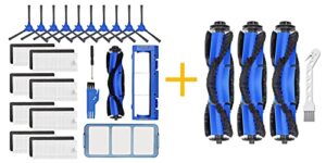 replacement parts compatible with eufy robovac 11s, 15c, 30, 30c, 12, 35c vacuum filters, 4 pack rolling brushes, 10 side brushes, 8 filter, 1 pre filter, 1 roller brush guard