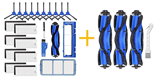 Replacement Parts Compatible with Eufy RoboVac 11S, 15C, 30, 30C, 12, 35C Vacuum Filters, 4 Pack Rolling Brushes, 10 Side Brushes, 8 Filter, 1 Pre Filter, 1 Roller Brush Guard