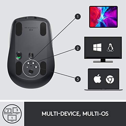 Logitech MX Anywhere 3 for Business – Wireless Mouse, Compact, Ultrafast, Any Surface Tracking, Rechargeable, Logi Bolt Technology, Bluetooth, Windows/Mac/iPad OS - Graphite