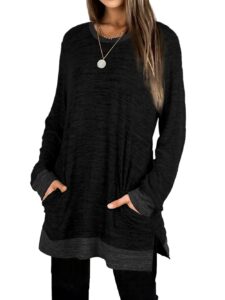 xieerduo black crew neck sweatshirt womens lightweight sweater tunic long sleeve tops fall xl