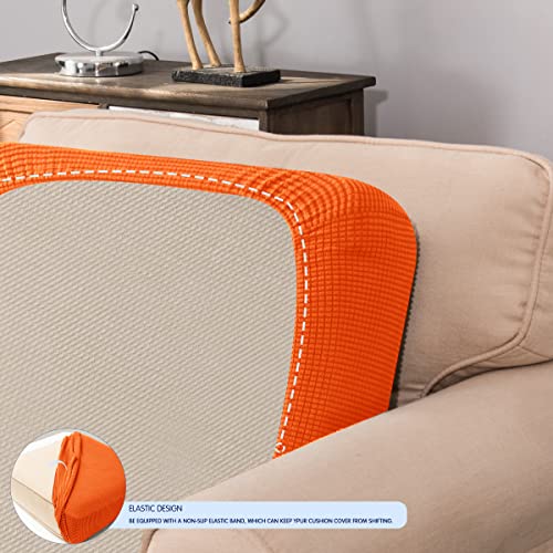 subrtex Stretch Cushion Cover Soft Sofa Seat Slipcover Spandex Chair Couch Cover Suitable for 1-2-3 Seaters Replacement for Furniture Protector(Orange,Medium)