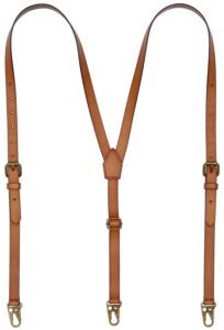 rc rockcow leather suspenders for men y back design adjustable suspender with 3 metal snap hooks groomsmen gift wedding brown