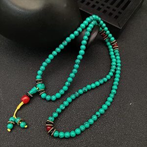 Caiyao 6/8mm 108 Tibetan Turquoise Stone Beads Stretch Bracelet Prayer Buddha Yoga Wrap Mala Bracelet Necklace-6mm