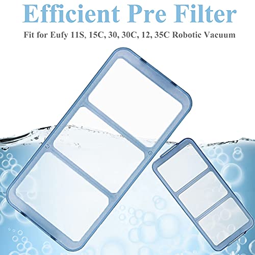 Replacement Parts Compatible with Eufy RoboVac 11S, 15C, 30, 30C, 12, 35C Vacuum Filters, 4 Pack Rolling Brushes, 10 Side Brushes, 8 Filter, 1 Pre Filter, 1 Roller Brush Guard