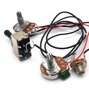 SAPHUE Guitar Wiring Harness, Guitar Prewired Harness Humbucker Wiring Harness Prewired 3 Way Chrome Box Toggle Switch 500K Pots for Electric Guitar with 2 Humbuckers