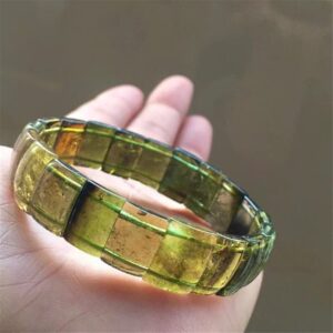 DUOVEKT Natural Green Tourmaline Quartz Bracelet For Women Lady Men Brazil Clear Crystal 12x9mm Rectangle Beads Gemstone Stretch Bracelet Jewelry AAAAA