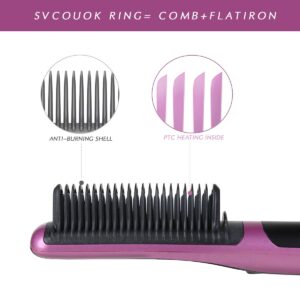 Straightening Comb - 2-in-1 Ceramic Hot Brush Straightener with Auto-Off & Anti-Scald, Fast Heating for Thick Hair, Home, Salon & Travel