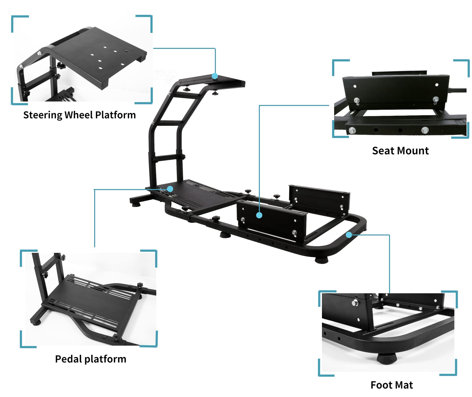 Anman Racing Simulator Mount fit for PC PS4 XBOX ONE Racing Wheel Stand Video Game for Logitech G25/27 G29 G920/923 Fanatec Thrustmaster T500RS T300RS, NOT Include Wheel Shifter Pedals